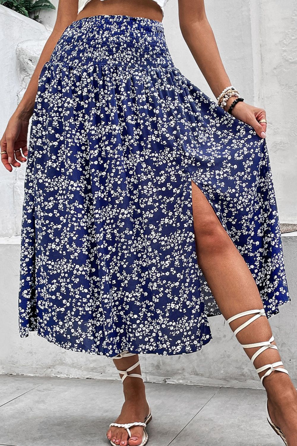 Floral Slit High Waist Skirt