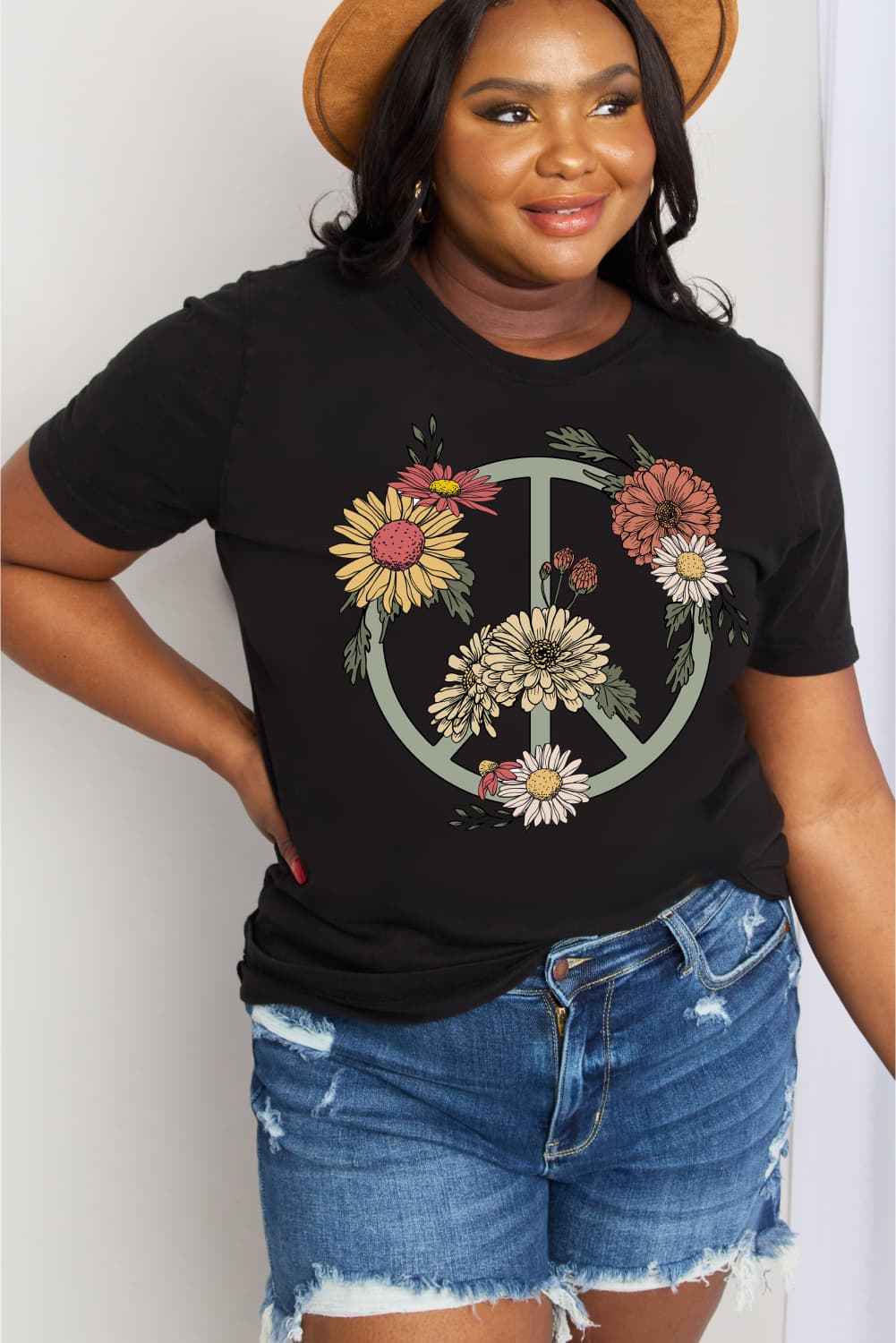 Simply Love Flower Graphic Cotton Tee