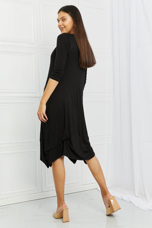 Pick-up Hem Asymmetric Midi Dress