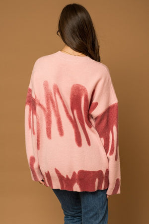 Long Sleeve Spray Print Sweater