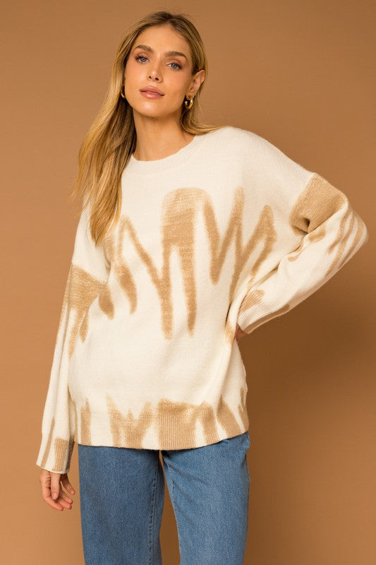 Long Sleeve Spray Print Sweater