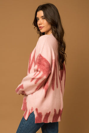 Long Sleeve Spray Print Sweater