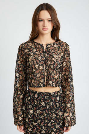 Bell Sleeve Cropped Top