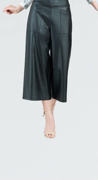 Liquid Leather™ - Front Pocket Gaucho Pant: Black