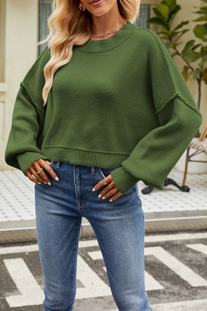 Round Neck Dropped Shoulder Sweater