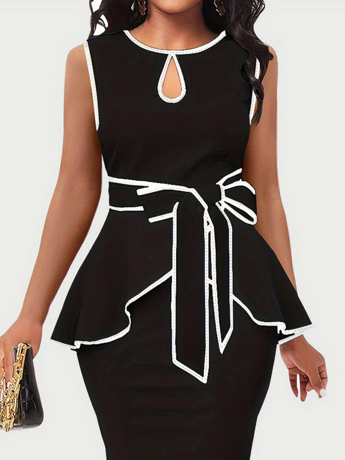 Cutout Contrast Sleeveless Dress