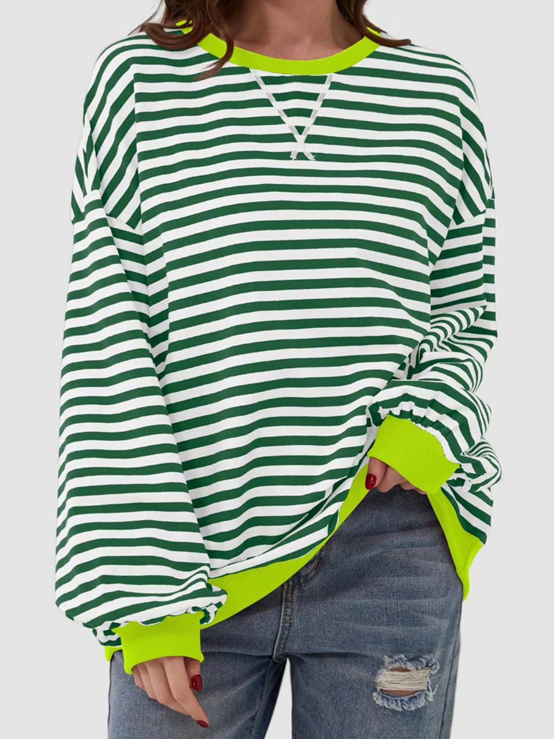 Striped Round Neck Long Sleeve T-Shirt