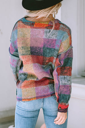 Multicolor Brushed Plaid Pocketed Oversize Shacket