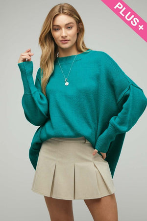Solid Boat Neck Long Sleeve Sweater