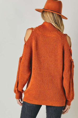 Turtle Neck Cutout Sweater