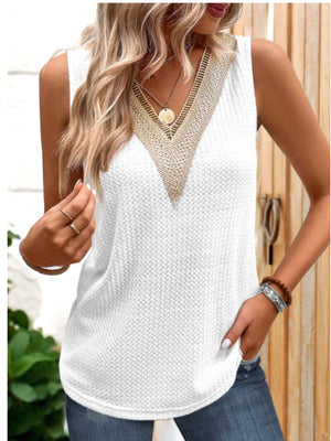 Lace Detail V-Neck Tank