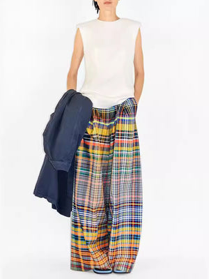 Plaid Wide Leg Pants