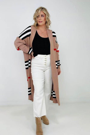 "The Burbs" Oversized Striped Knit Duster Cardigan