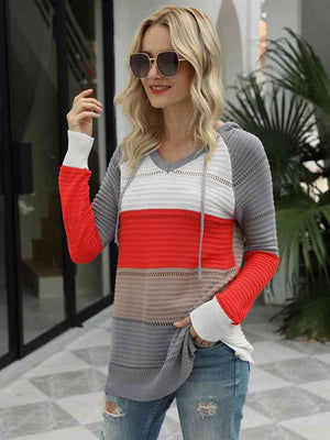 Color Block Hooded Sweater