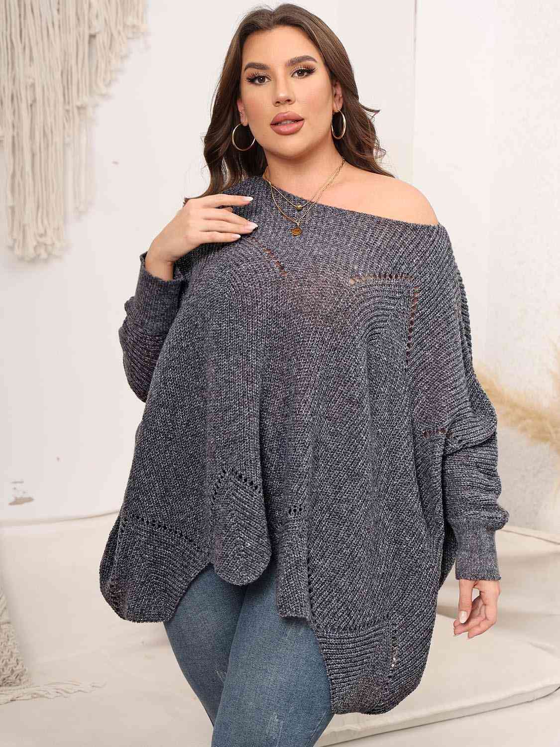 Round Neck Batwing Sleeve Sweater