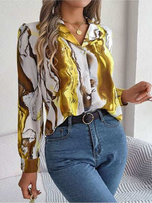 Abstract Button Up Long Sleeve Shirt